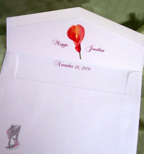 Orange Lily Wedding Invite envelope lining - Designs by Ginny