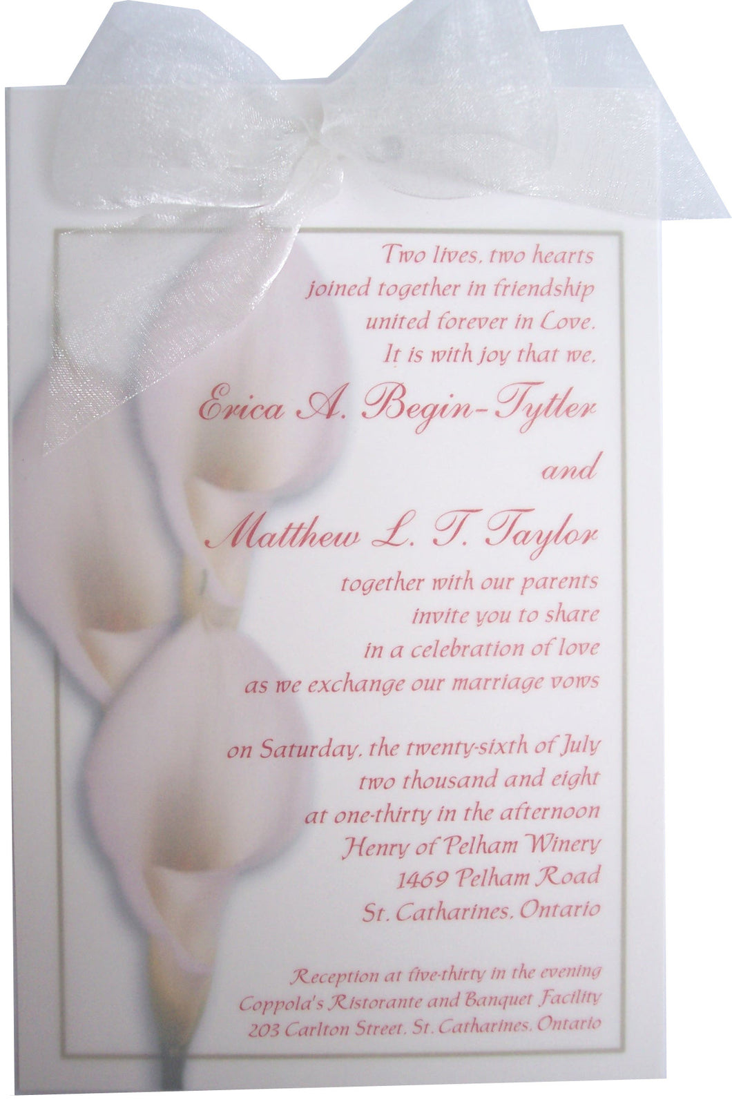 Calla Lily Wedding Invite - Designs by Ginny