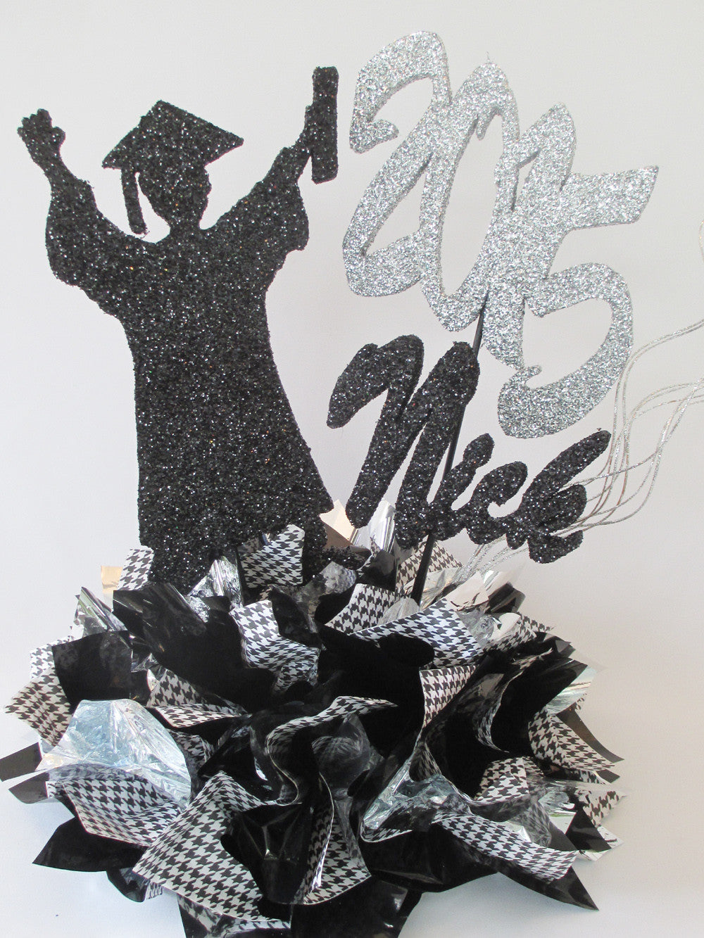 Graduation Base Design Grad Boy on Metallic Tissue Base Centerpiece – Designs by Ginny