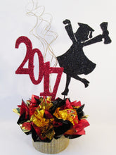 Load image into Gallery viewer, 2017 grad girl on rhinestone base centerpiece - Designs by Ginny
