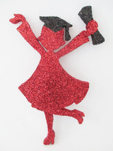 Load image into Gallery viewer, Grad girl cutout red with black accents - Designs by Ginny
