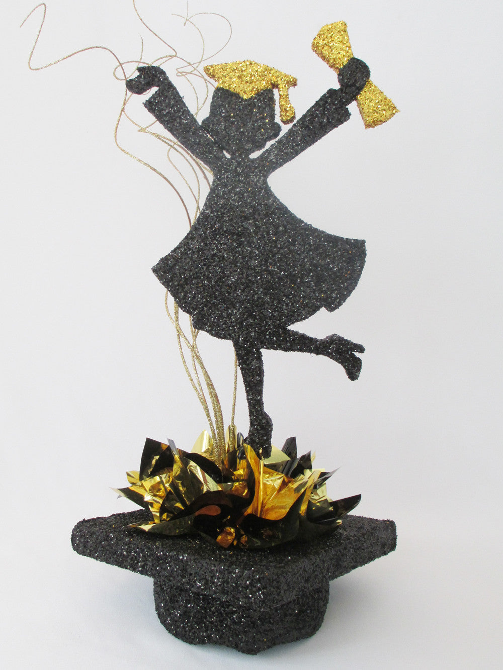 grad girl on motar baord hat centerpiece - Designs by Ginny