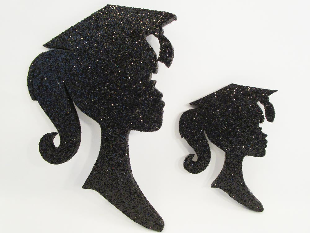 Grad Girl Silhouette Head with Pony Tail Cutout – Designs by Ginny