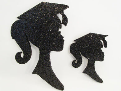 Grad girl head silhouette with pony tail cutout - Designs by Ginny