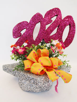 colorful graduation silk floral centerpiece - Designs by Ginny