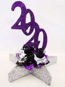 Graduation centerpiece with star base and purple 2020 cutout
