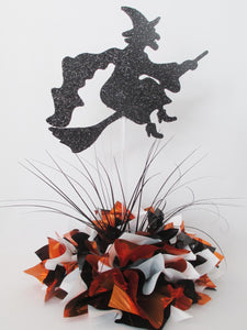 Witch on a broom stick Halloween centerpiece - Designs by Ginny