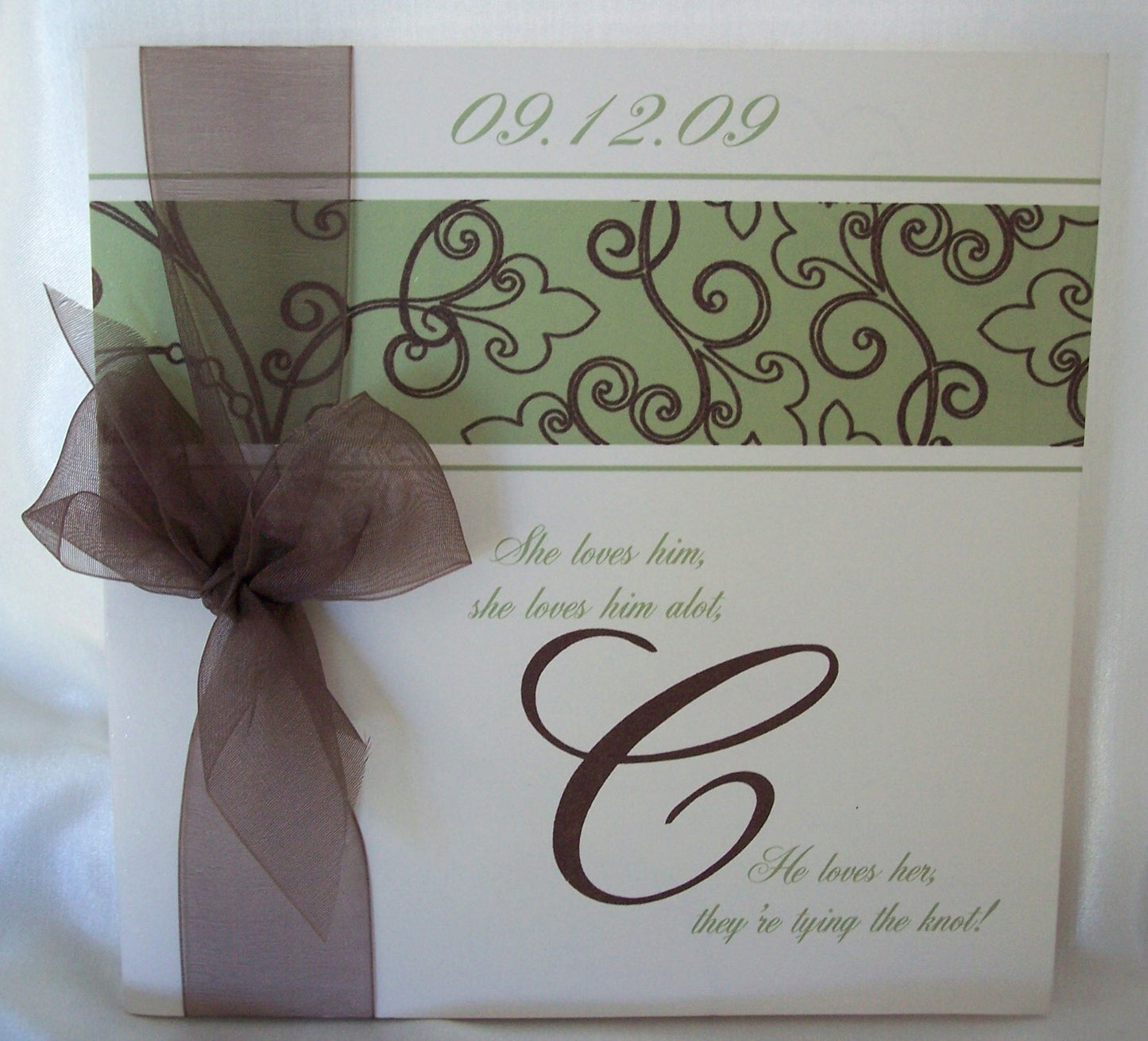 Square Wedding program with Bow Sample