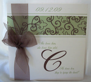 Square Wedding program with Bow