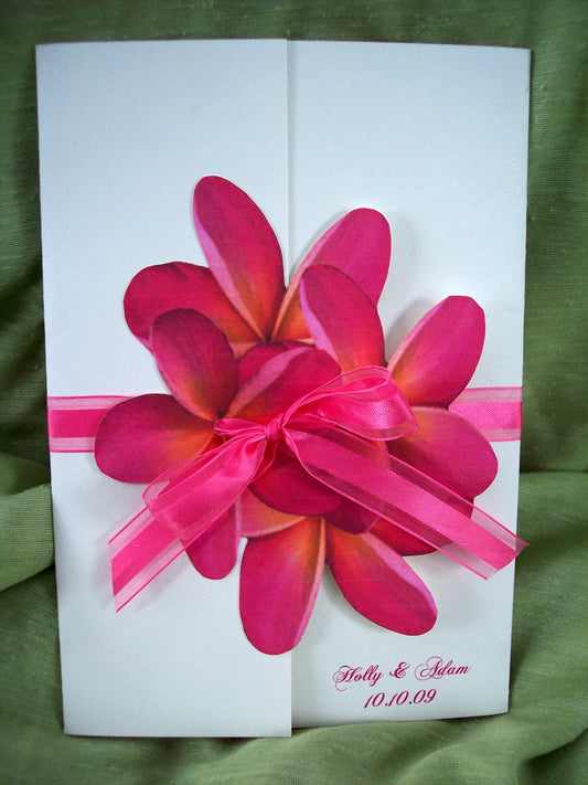 Trifold Plumeria Flower Invite Sample