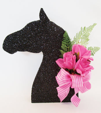 Horse Head with pink roses centerpiece - Designs by Ginny