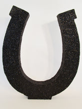 Load image into Gallery viewer, Large black styrofoam horseshoe- Designs by Ginny
