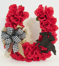 Load image into Gallery viewer, Red Silk Roses Horseshoe - Designs by Ginny
