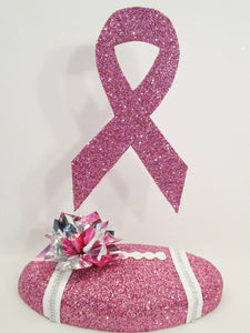 Pink Football & Cancer Ribbon centerpiece- Designs by Ginny