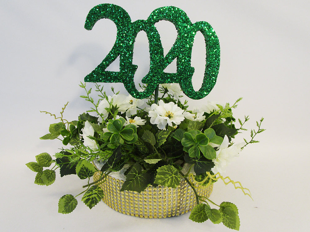 2020 kelly green graduation centerpiece - Designs by Ginny