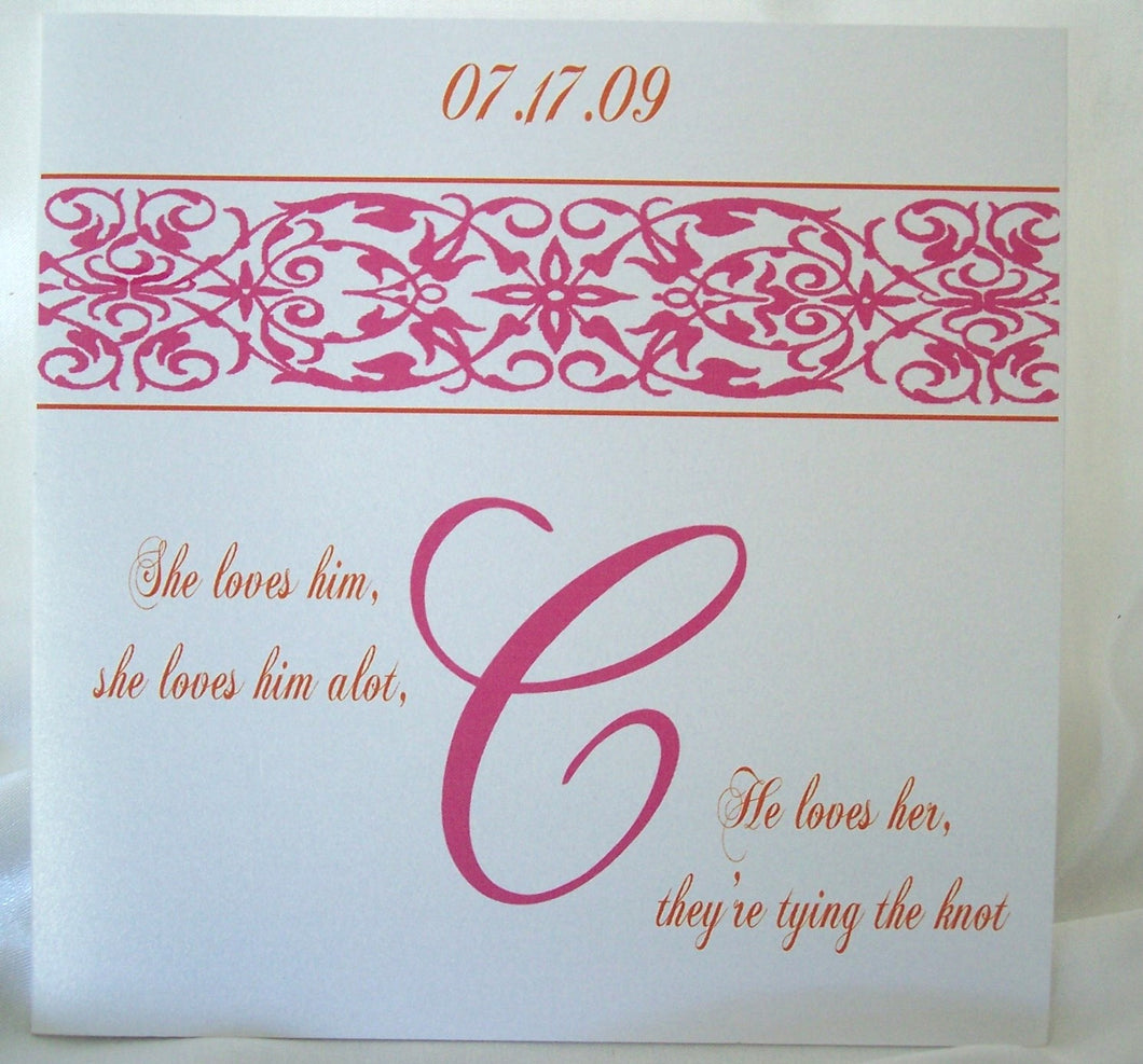 Square Wedding Program with Initial