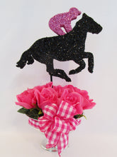 Load image into Gallery viewer, Silk roses and mini horse and jockey centerpiece - Designs by Ginny
