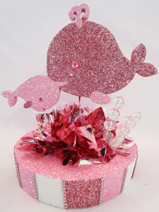 Pink momma and baby whale centerpiece - Designs by Ginny