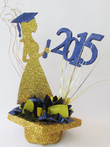 grad silhouette on mortar board hat with year centerpiece - Designs by Ginny