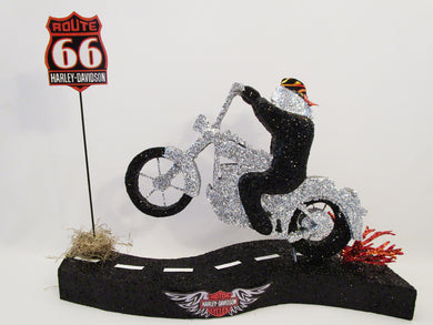 Harley motorcycle rider centerpiece - Designs by Ginny