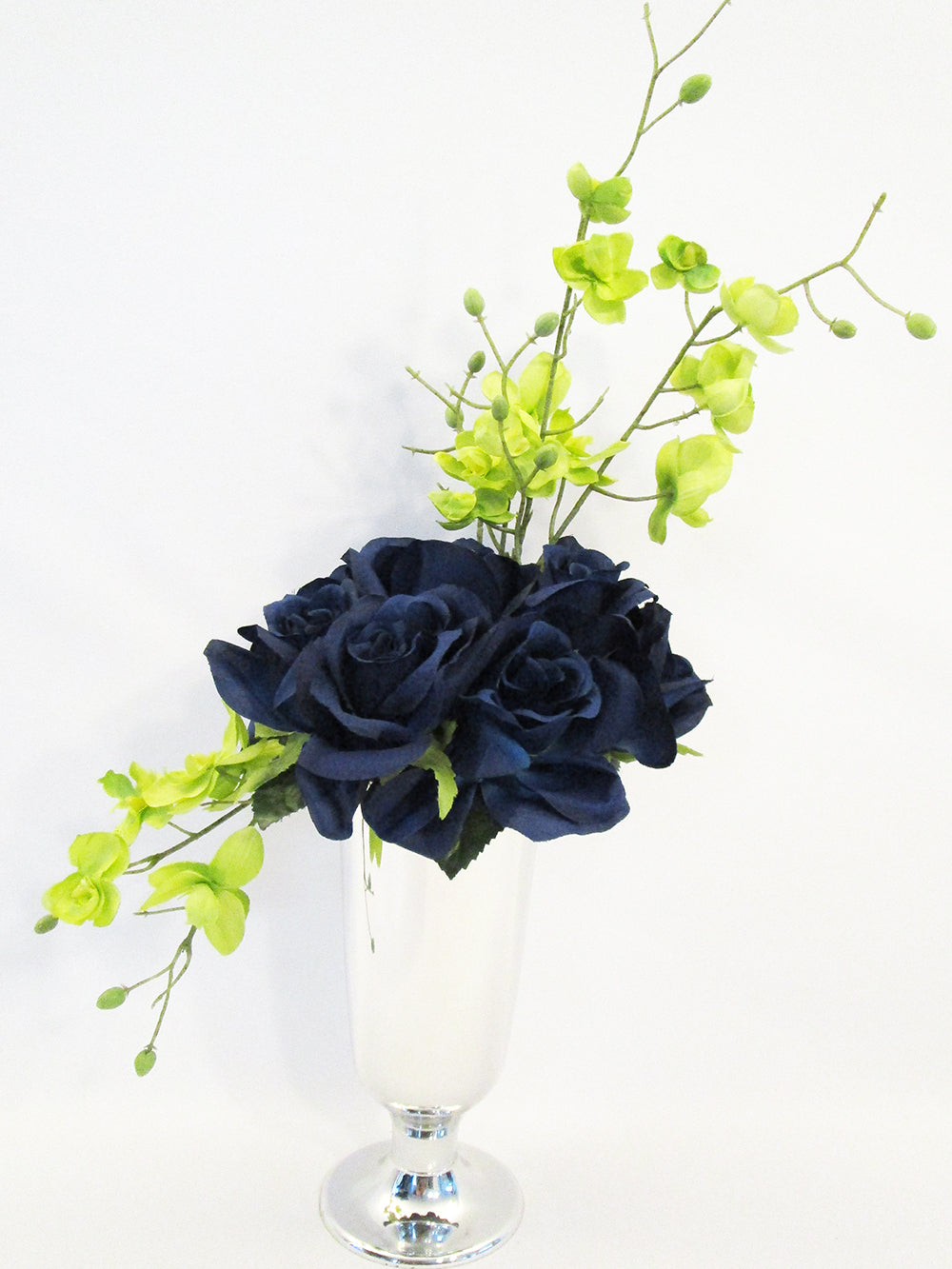 Navy Roses Silk Floral Centerpiece Designs by Ginny