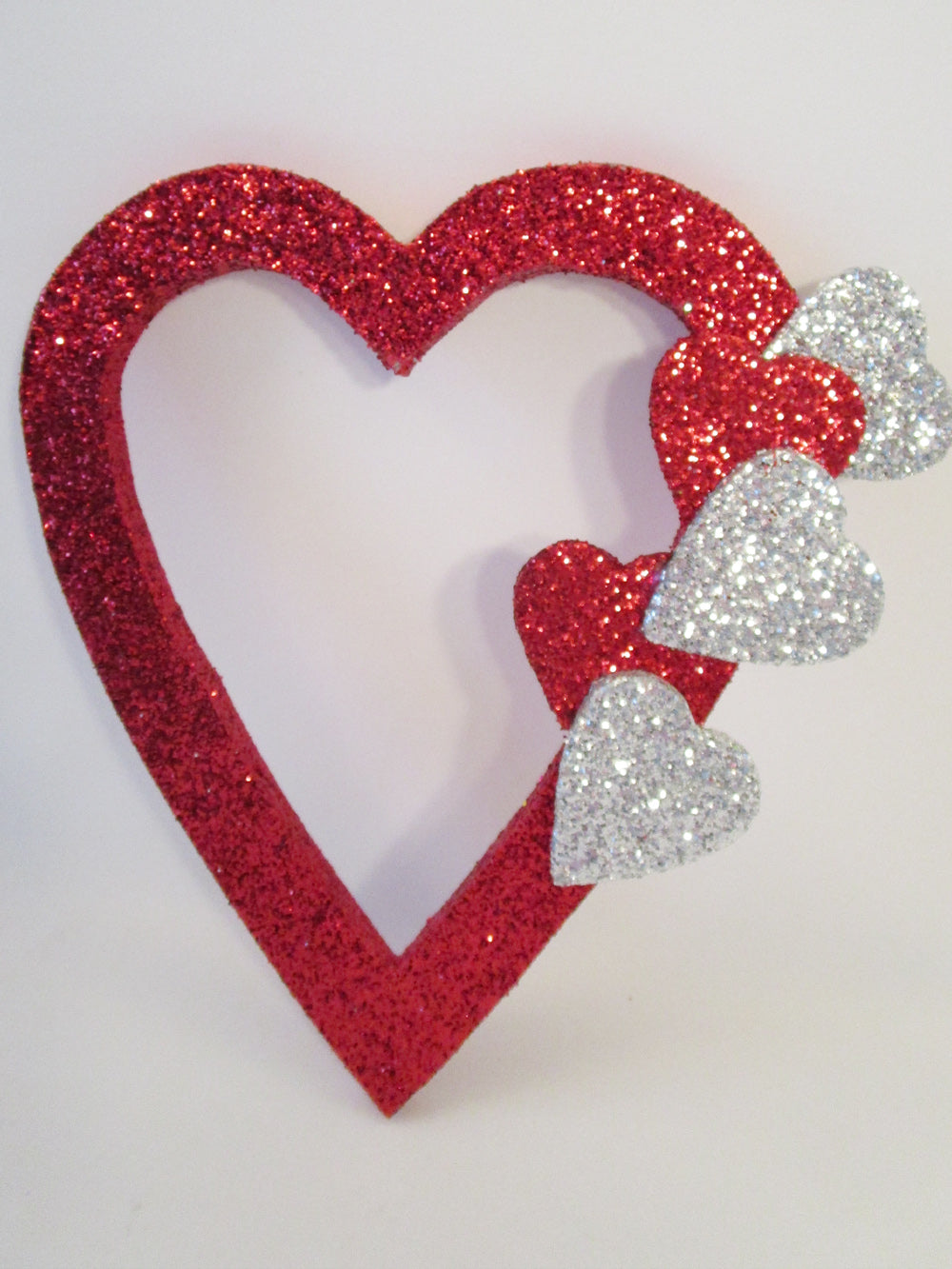 10 Glitter Foam Open Heart Decoration [HV907824] 