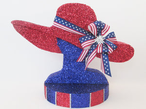 Patriotic styrofoam hat centerpiece - Designs by Ginny