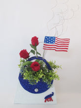 Load image into Gallery viewer, Patriotic styrofoam purse centerpiece - Designs by Ginny
