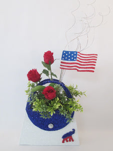 Patriotic styrofoam purse centerpiece - Designs by Ginny