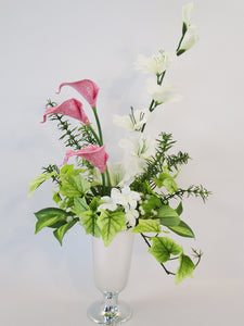 Pink Lilies and White Gladiola Centerpiece
