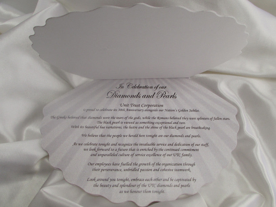 30th Anniversary Shell Shape Wedding Program Sample – Designs by Ginny