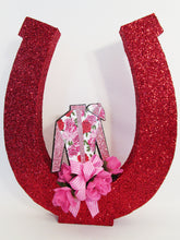 Load image into Gallery viewer, large Red Styrofoam Horseshoe centerpiece - Designs by Ginny
