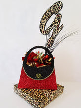 Load image into Gallery viewer, Styrofoam purse with leopard Initial centerpiece - Designs by Ginny
