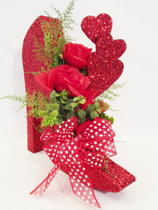 Red Roses High heel Shoe Valentine Centerpiece