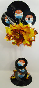 Tall real records centerpiece - Designs by Ginny