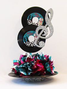Treble Clef and records centerpiece - Designs by Ginny