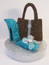 Load image into Gallery viewer, brown purse and shoe centerpiece - Designs by Ginny
