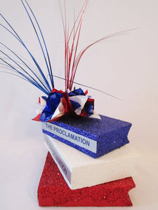 Red,white and blue stack of books - Designs by Ginny