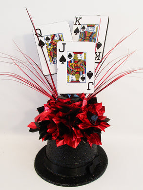 King, queen, Jack of spades centerpiece on top hat - Designs by Ginny