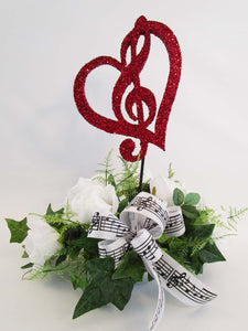 Treble Clef in Heart floral centerpiece - Designs by Ginny
