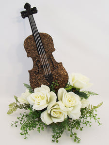 Silk Floral Violin Centerpiece - Designs by Ginny