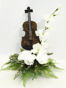 Silk Floral Violin Centerpiece - Designs by Ginny