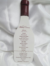 Load image into Gallery viewer, Wine bottle shaped wedding program - Designs by Ginny
