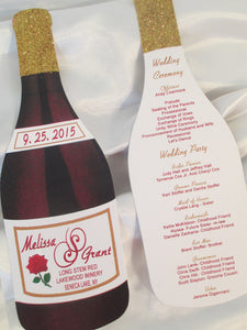 Wine bottle shaped wedding program - Designs by Ginny